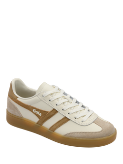 Gola Classics Women's Viper Leather Trainers, White/Light Caramel - view 2, White/Light Caramel