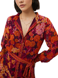 Raishma Olive Floral Shirt Mini Dress, Burgundy/Multi