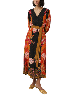 Raishma Emelia Floral Midi Dress, Orange, Orange