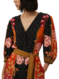 Raishma Emelia Floral Midi Dress, Orange - view 2, Orange