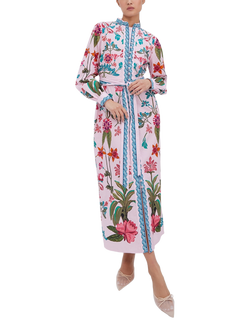 Raishma Valentina Floral Midi Dress, Pink, Pink