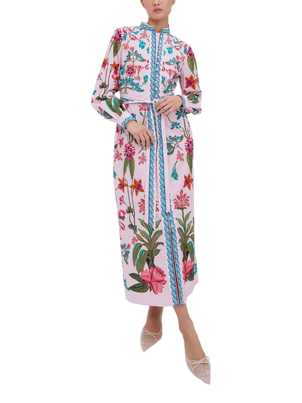 Raishma Valentina Floral Midi Dress, Pink, Pink