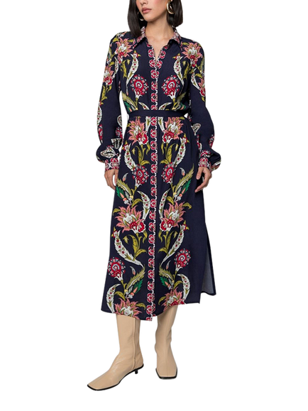 Raishma Remy Floral Shirt Dress, Navy/Multi, Navy/Multi