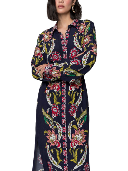 Raishma Remy Floral Shirt Dress, Navy/Multi - view 2, Navy/Multi