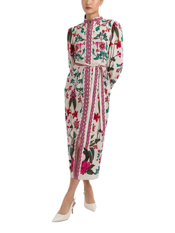 Raishma Valentina Floral Midi Dress, White, White