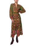 Raishma Cassidy Floral V-Neck Dress, Green/Multi