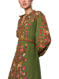 Raishma Cassidy Floral V-Neck Dress, Green/Multi