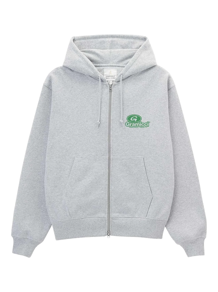 Gramicci Brushed Cotton Logo Zip Hoodie, Heather Grey, Heather Grey