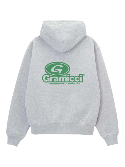 Gramicci Brushed Cotton Logo Zip Hoodie, Heather Grey - view 2, Heather Grey