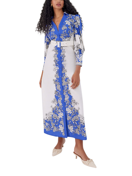 Raishma Diana Floral Shirt Dress, Blue/Multi, Blue/Multi