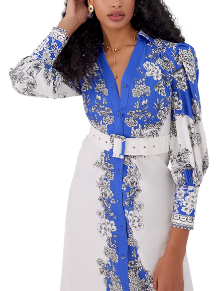 Raishma Diana Floral Shirt Dress, Blue/Multi - view 2, Blue/Multi