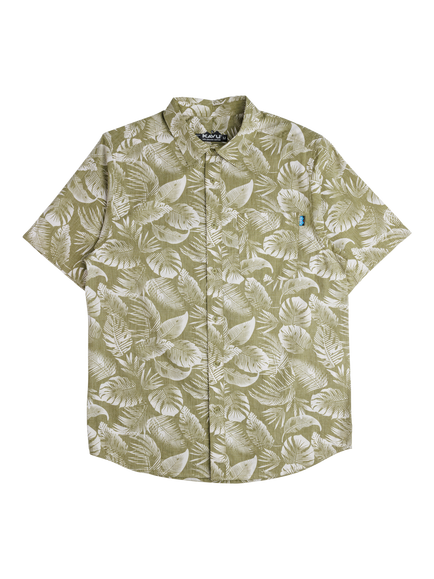 KAVU Topspot Cotton Short Sleeve Shirt, Calm Palm, Calm Palm