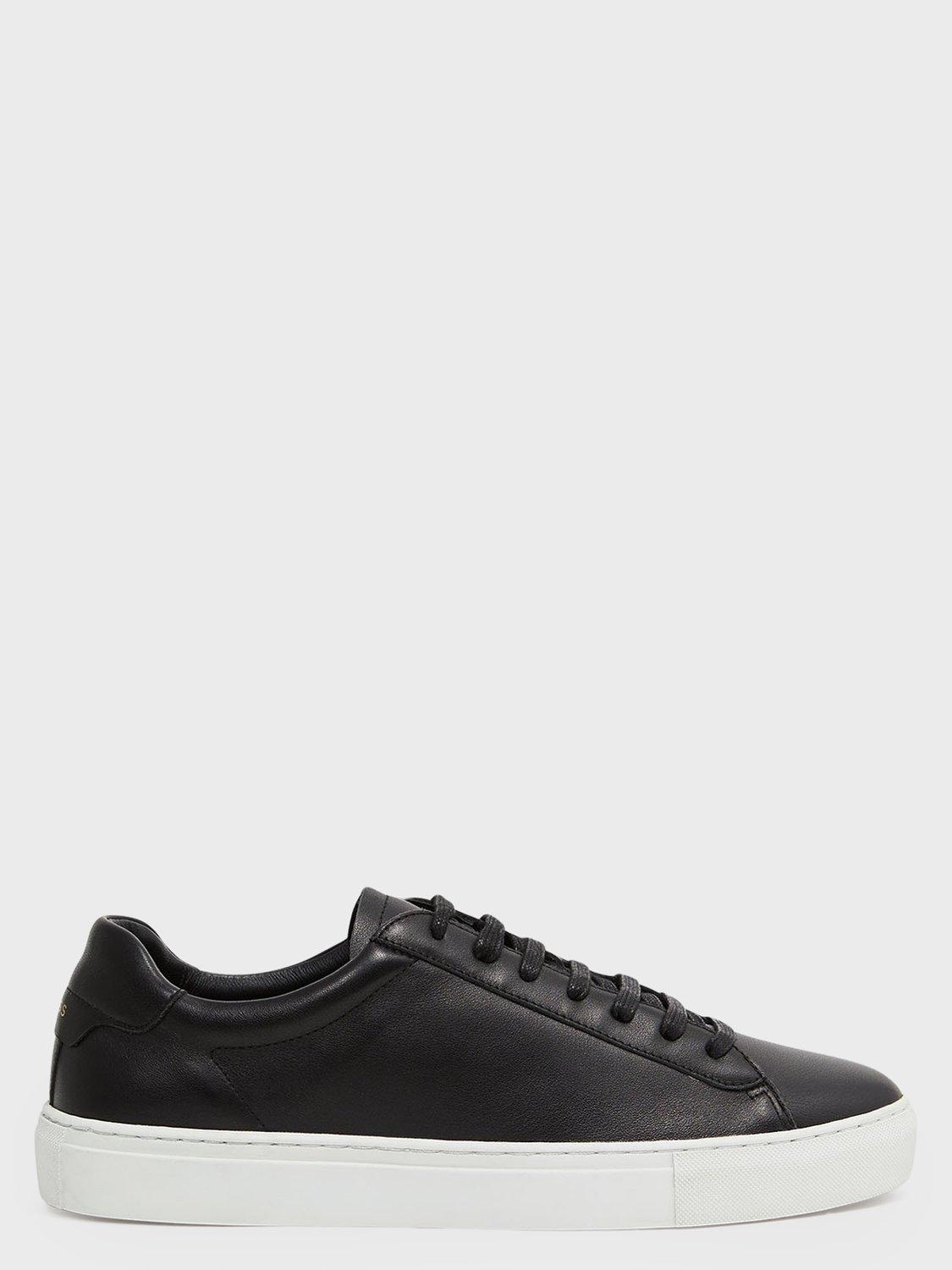 Product image 1 of 5, which shows Reiss Finley Lace Up Leather Trainers, Black, 6
