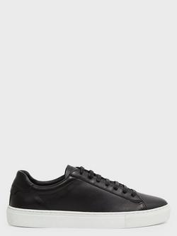 Reiss Finley Lace Up Leather Trainers, Black