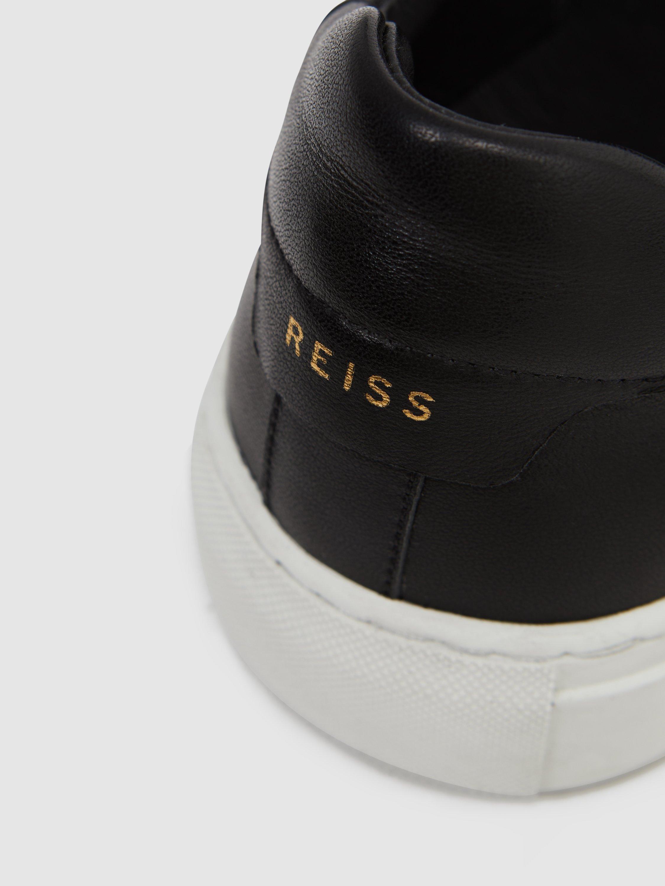 Product image 2 of 5, which shows Reiss Finley Lace Up Leather Trainers, Black, 6