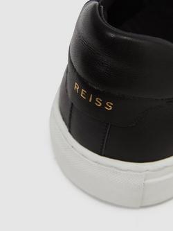 Reiss Finley Lace Up Leather Trainers - view 2, Black