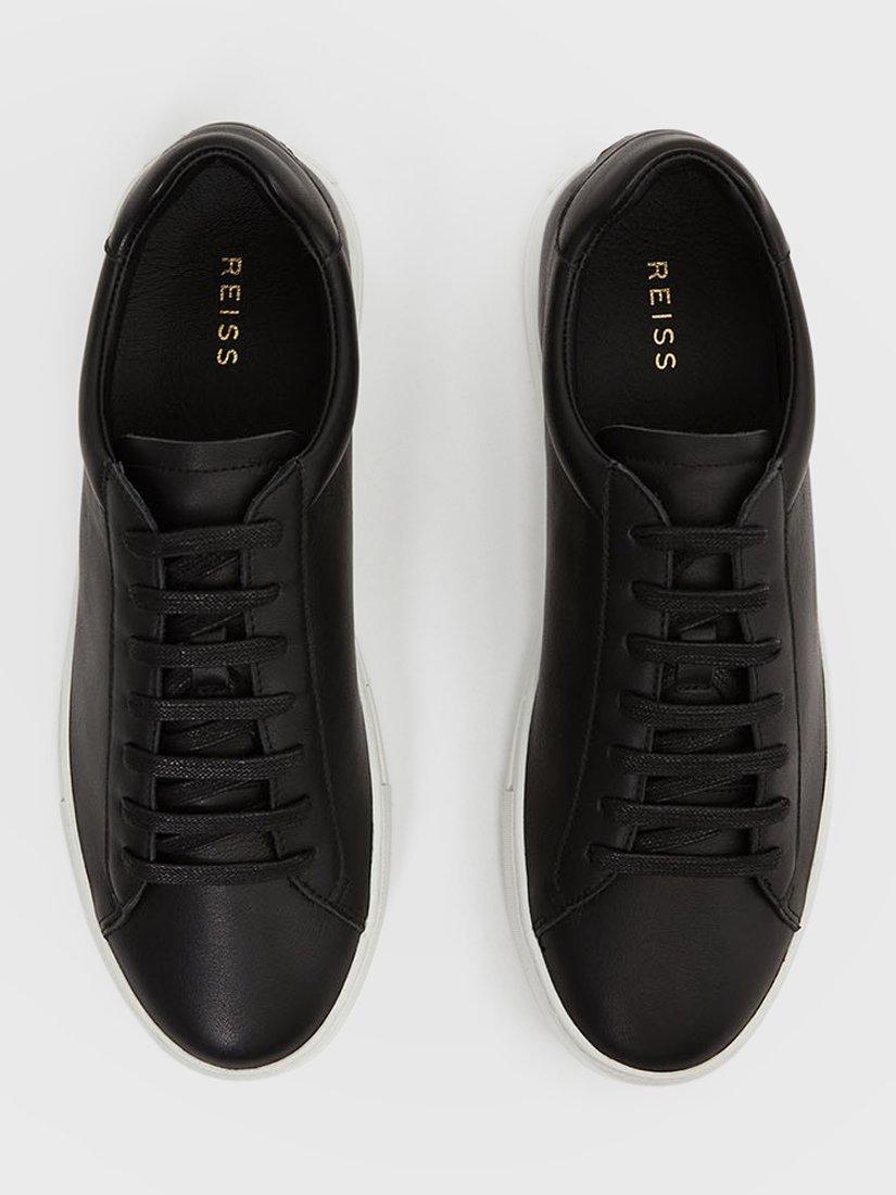 Product image 4 of 5, which shows Reiss Finley Lace Up Leather Trainers, Black, 6