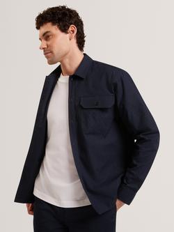 Ted Baker Regular Cut Jacquard Overshirt, Navy - view 2, Navy