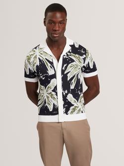 Ted Baker Knitted Leaf Short Sleeve Shirt, Navy, Navy