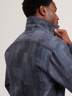 Ted Baker Quilted Mixed Stripe Overshirt, Navy Blue - view 2, Navy-blue