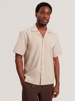Ted Baker Textured Geo Short Sleeve Shirt, Beige, Beige