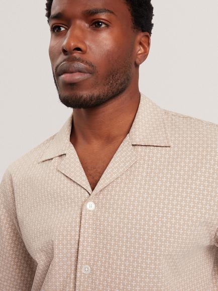 Ted Baker Textured Geo Short Sleeve Shirt, Beige - view 2, Beige