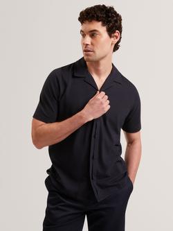 Ted Baker Short Sleeve Linen Polo Shirt, Navy, Navy