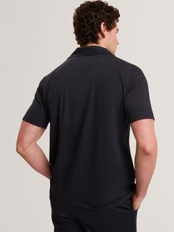 Ted Baker Short Sleeve Linen Polo Shirt, Navy - view 2, Navy