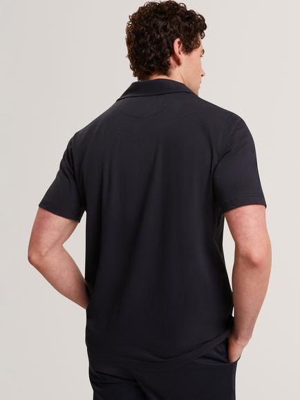 Ted Baker Short Sleeve Linen Polo Shirt, Navy - view 2, Navy