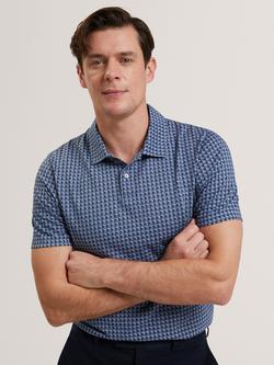 Ted Baker Painted Geo Short Sleeve Polo Shirt, Navy, Navy