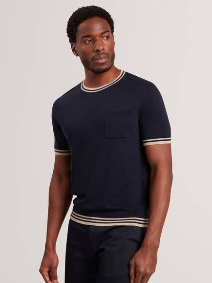 Ted Baker Short Sleeve Linen T-Shirt, Navy, Navy