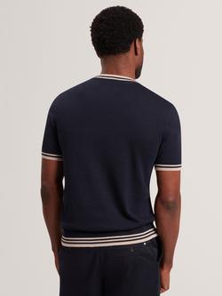Ted Baker Short Sleeve Linen T-Shirt, Navy - view 2, Navy