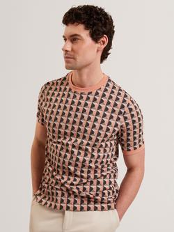 Ted Baker Safaviy Painted Geo Print T-Shirt, Orange, Orange