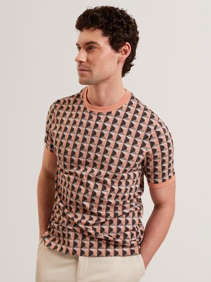 Ted Baker Safaviy Painted Geo Print T-Shirt, Orange, Orange