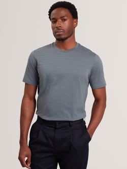 Ted Baker Xadiel Mixed Texture Stripe T-Shirt, Mid Grey, Mid-grey