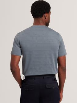 Ted Baker Xadiel Mixed Texture Stripe T-Shirt, Mid Grey - view 2, Mid-grey