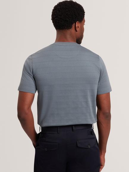 Ted Baker Xadiel Mixed Texture Stripe T-Shirt, Mid Grey - view 2, Mid-grey