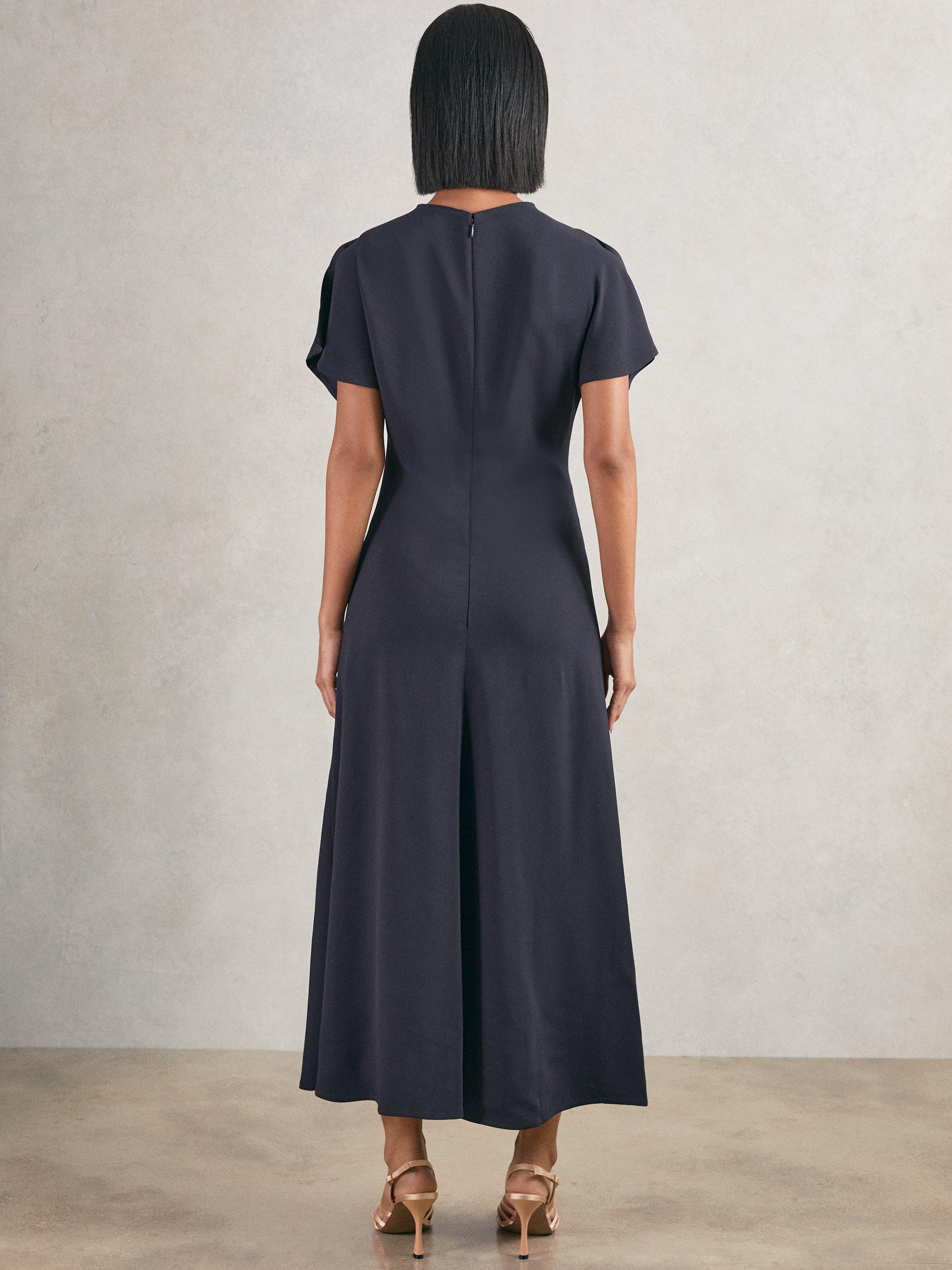 Product image 2 of 6, which shows Reiss Petite Rowe Ruched Front Dress, Navy, 12Pt
