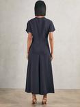 Reiss Petite Rowe Ruched Front Dress, Navy