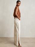 Reiss Petite Evelyn Side Detail Wide Leg Jeans, Cream