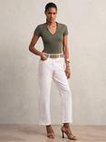 Reiss Leia V-Neck T-Shirt, Khaki Green