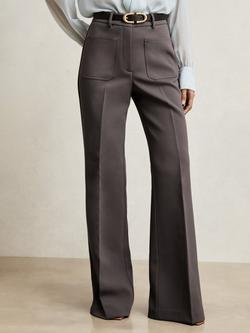 Reiss Petite Priya Flared Trousers, Mauve Neutral
