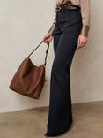 Reiss Petite Priya Flared Trousers, Navy
