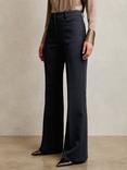 Reiss Petite Priya Flared Trousers, Navy
