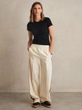 Reiss Petite Robyn Side Stripe Trousers, Cream