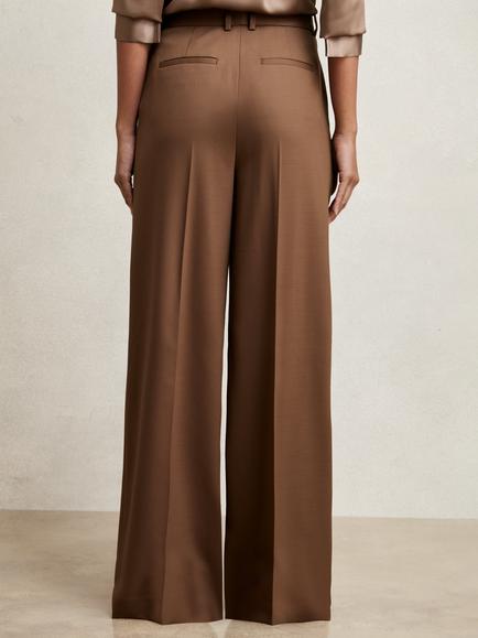 Reiss Petite Solene Wide Leg Trousers - view 2, Tan