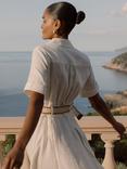 Reiss Petite Anita Belter Pure Linen Shirt Dress, Ivory