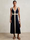 Reiss Lou Knitted Midi Dress, Navy