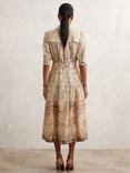 Reiss Malika Abstract Animal Print Shirt Dress, Brown