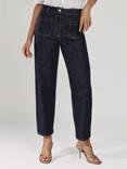 Reiss Petite Marcie Patch Pocket Straight Jeans, Dark Blue